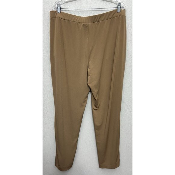 Susan Graver Liquid Knit Pull-On Pants Size Large Light Brown Tan Elastic Waist - Picture 2 of 8